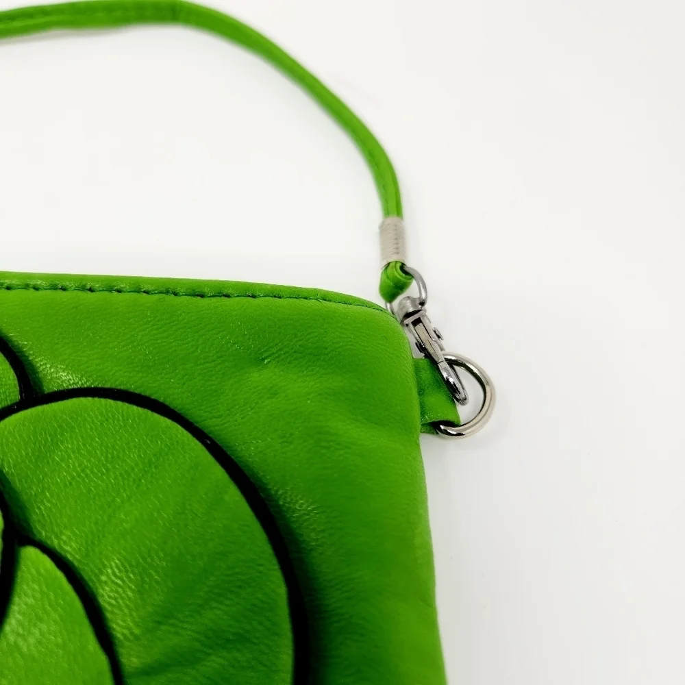 Unbranded | Women's Kelly Green Faux Leather Flower Crossbody Bag (One Size)